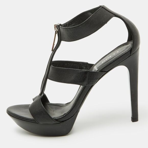 Fendi Black Leather Zipper Strappy Platform Sandals Size 37.5,New Products : American Fashion Style Bags On Sale
